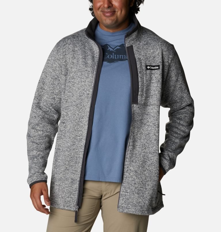 Men's Columbia Sweater Weather Full Zip Fleece Jackets Grey | Plus Size CA-N13C0